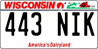 WI license plate 443NIK