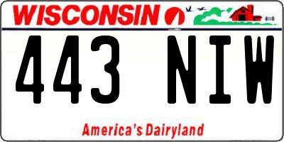 WI license plate 443NIW