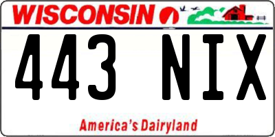 WI license plate 443NIX