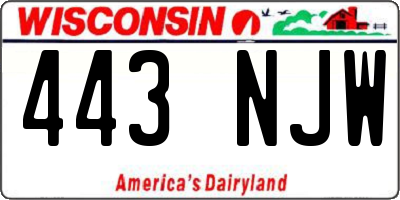 WI license plate 443NJW