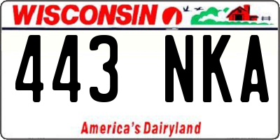 WI license plate 443NKA