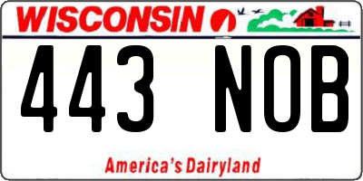 WI license plate 443NOB