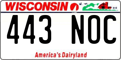 WI license plate 443NOC