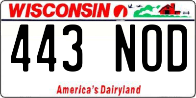 WI license plate 443NOD