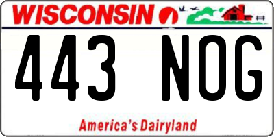 WI license plate 443NOG