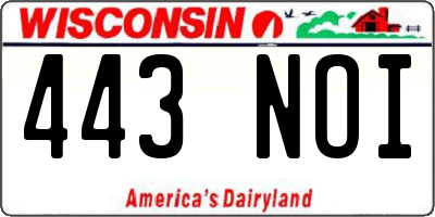 WI license plate 443NOI