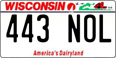 WI license plate 443NOL