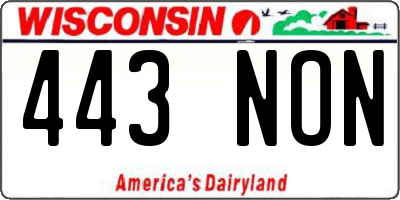 WI license plate 443NON