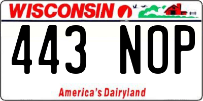 WI license plate 443NOP