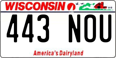 WI license plate 443NOU