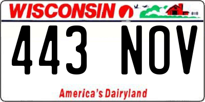 WI license plate 443NOV