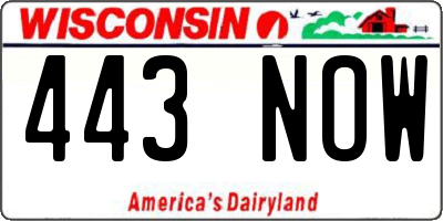 WI license plate 443NOW
