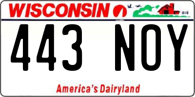 WI license plate 443NOY