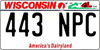 WI license plate 443NPC