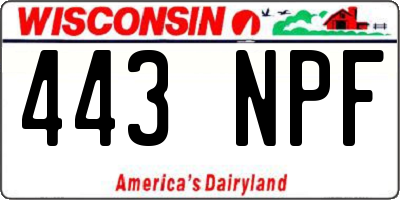 WI license plate 443NPF