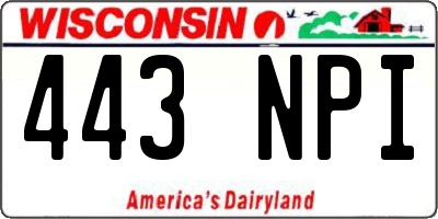 WI license plate 443NPI
