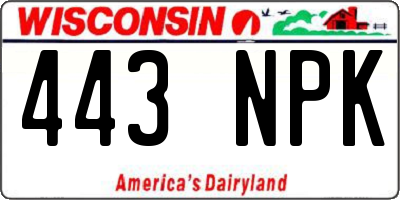 WI license plate 443NPK
