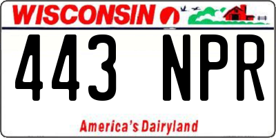 WI license plate 443NPR