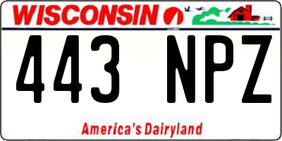 WI license plate 443NPZ