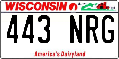 WI license plate 443NRG