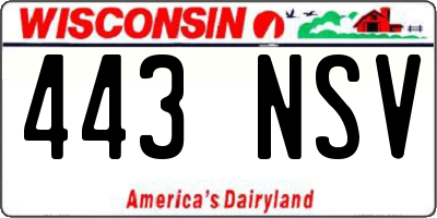WI license plate 443NSV