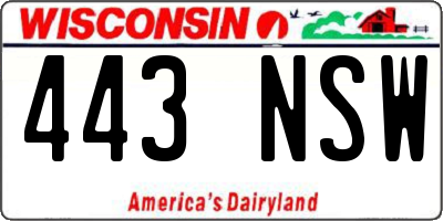 WI license plate 443NSW