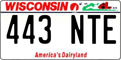 WI license plate 443NTE