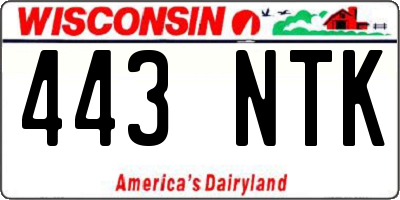 WI license plate 443NTK