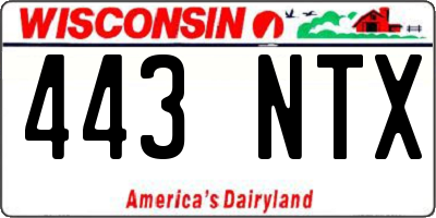 WI license plate 443NTX