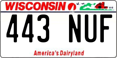 WI license plate 443NUF
