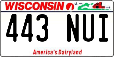 WI license plate 443NUI