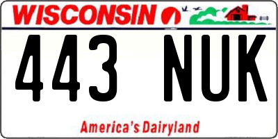 WI license plate 443NUK