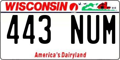 WI license plate 443NUM