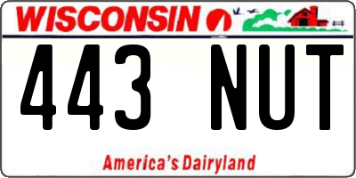 WI license plate 443NUT