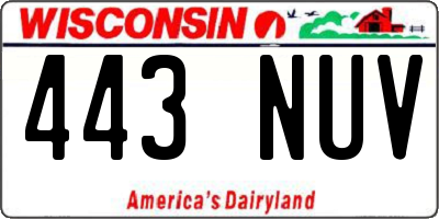 WI license plate 443NUV