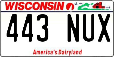 WI license plate 443NUX