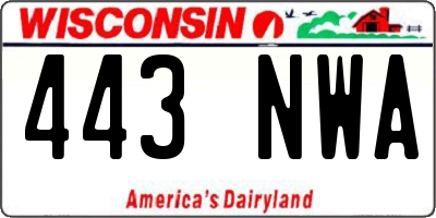 WI license plate 443NWA