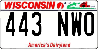 WI license plate 443NWO