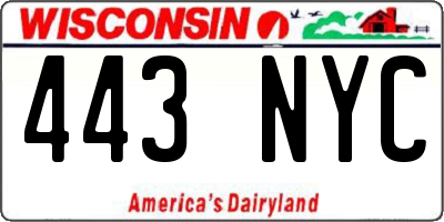 WI license plate 443NYC