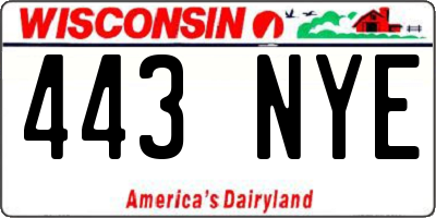 WI license plate 443NYE