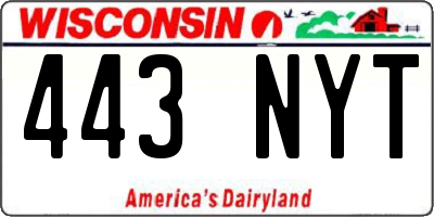 WI license plate 443NYT