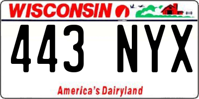 WI license plate 443NYX