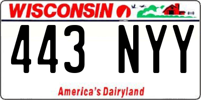 WI license plate 443NYY