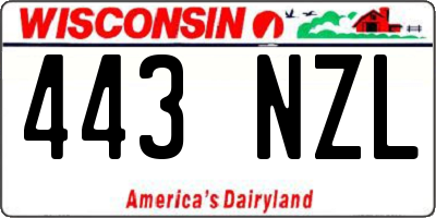 WI license plate 443NZL