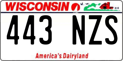 WI license plate 443NZS