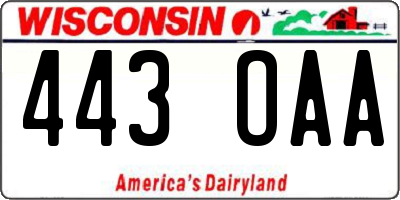 WI license plate 443OAA