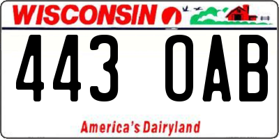 WI license plate 443OAB