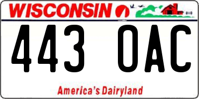 WI license plate 443OAC