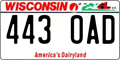 WI license plate 443OAD