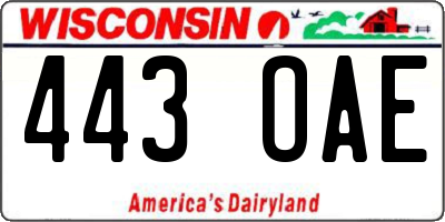 WI license plate 443OAE